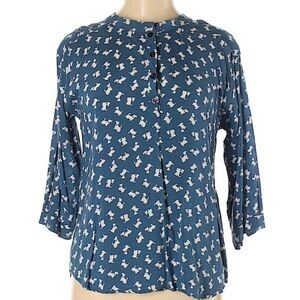 JET by John Eshaya blue‎ white scottie dog shirt OS